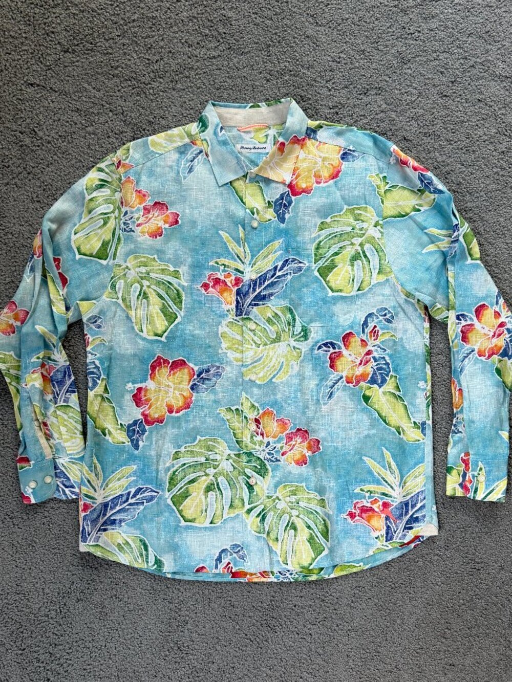 Tommy Bahama Fiesta Keys Linen Shirt - color "Blue Crush" - Men's Size L - NWOT